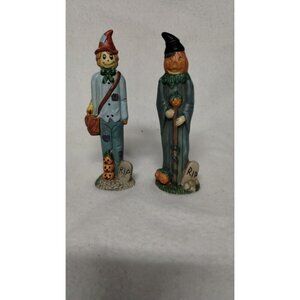 Vintage Haunted Haven Pencil Halloween Scarecrow‎ & Pumpkin Figurines